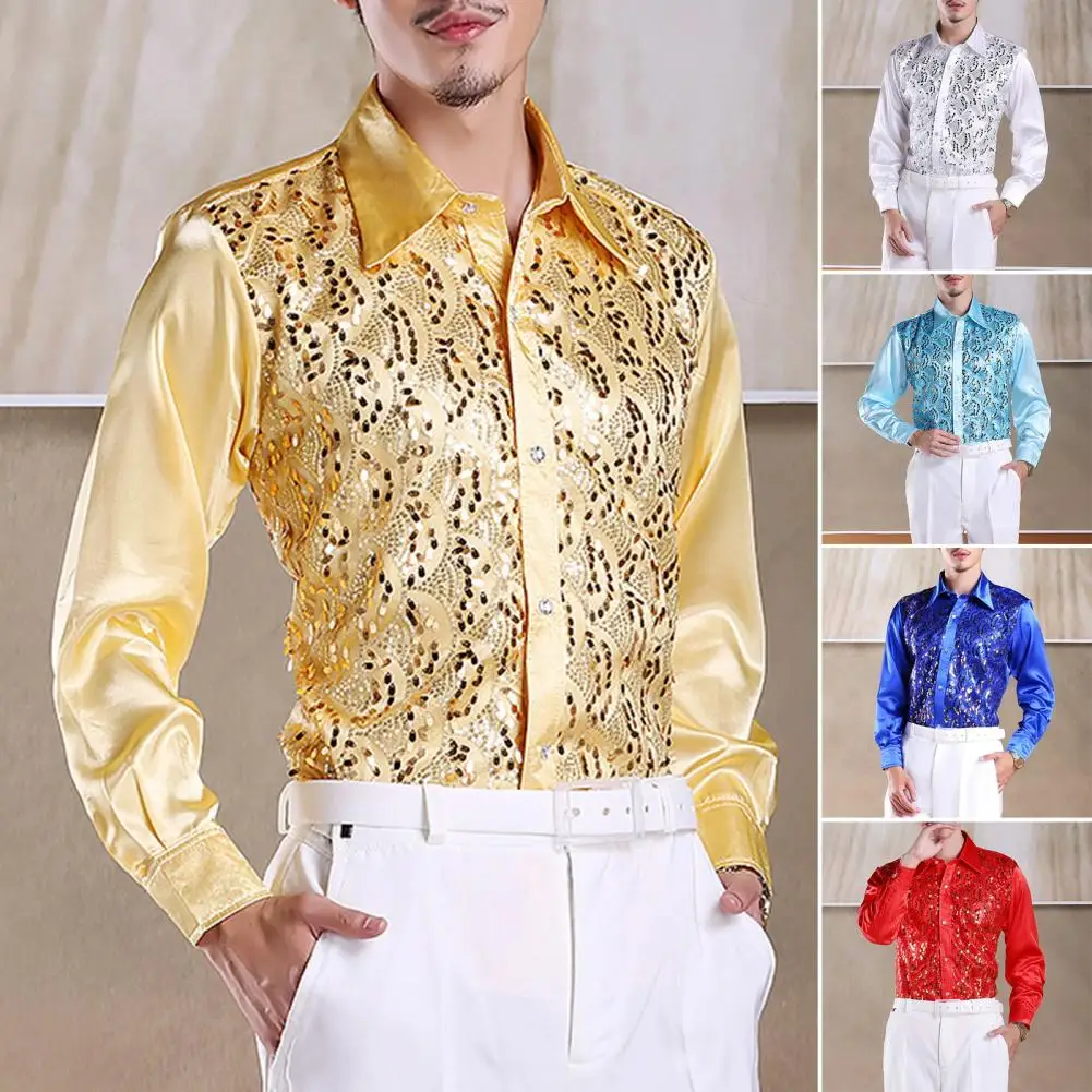 Formal Shirt Tops Men's Luxury Sequins Performance Shirt for Wedding Stage Formal Events Long Sleeve Single-breasted Slim Fit
Formal Shirt Tops Men's Luxury Sequins Performance Shirt for Wedding Stage Formal Events Long Sleeve Single-breasted Slim Fit