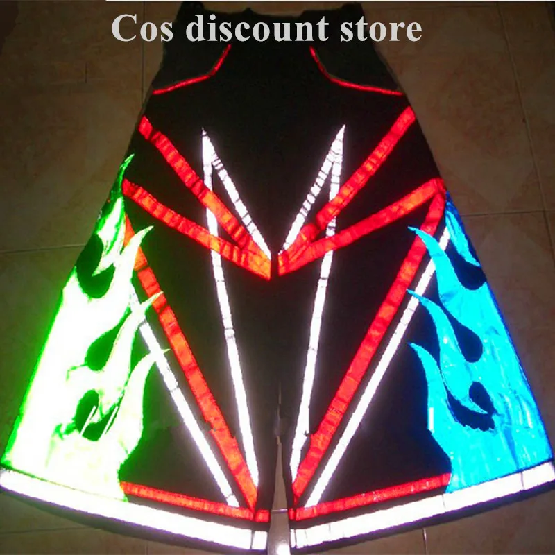 

New Flame Pattern Cool Ghost Walk Costume Reflective Pants Shuffle Luminous Pants Casual Hip-hot Dance Trousers Fashion