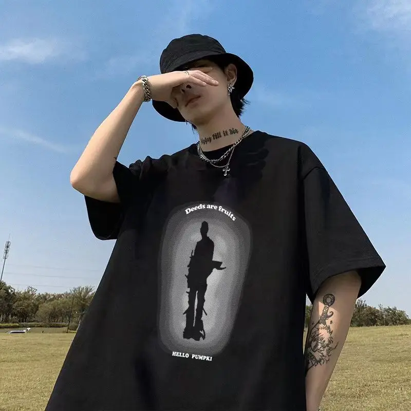 Trendy brand pure cotton printed short-sleeved T-shirt men's summer loose and versatile casual T-shirt handsome American student
Trendy brand pure cotton printed short-sleeved T-shirt men's summer loose and versatile casual T-shirt handsome American student