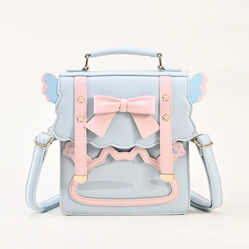 

Милый прозрачный рюкзак с заклепками в виде звезд и бантом Y2k в стиле преппи, винтажная сумка, модный школьный рюкзак