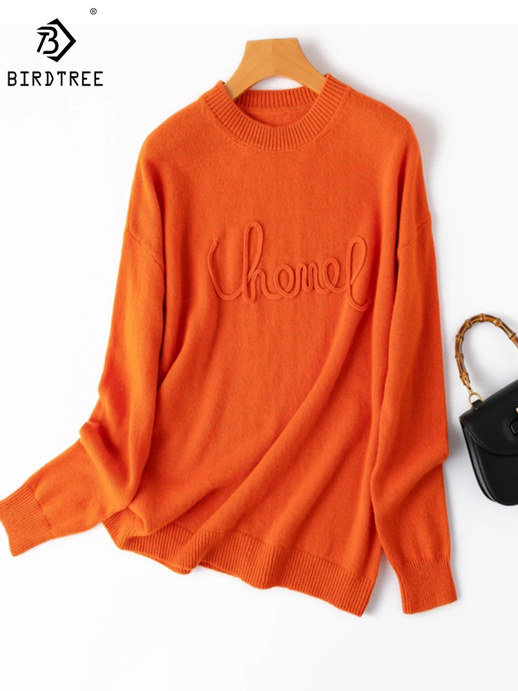 Birdtree 100% Sheep Wool Pullover Round Neck Solid Color Warm Simple Soft Skin-friendly Loose Sweater Woman Fall New T30772QD
Birdtree 100% Sheep Wool Pullover Round Neck Solid Color Warm Simple Soft Skin-friendly Loose Sweater Woman Fall New T30772QD