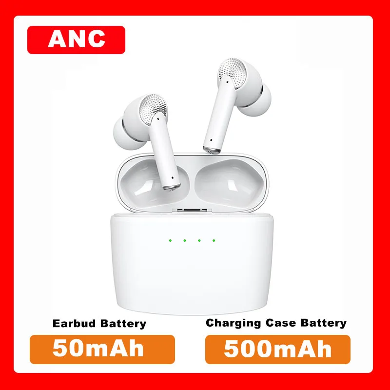 

J8 500mah TWS Wireless Blue Tooth Headset ANC Noise Reduction Cancelling Earbud Waterproof Touch Control Hifi HD Music Earphone