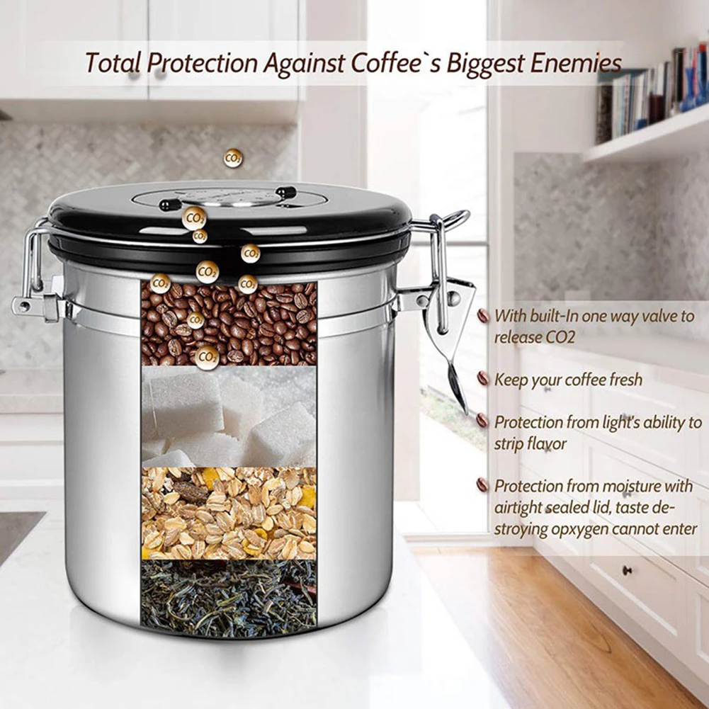 Coffee Storage Container Airtight Stainless Steel Coffee Canister Vault Coffee Bean Container with Scoop For Coffee Beans Tea
Coffee Storage Container Airtight Stainless Steel Coffee Canister Vault Coffee Bean Container with Scoop For Coffee Beans Tea