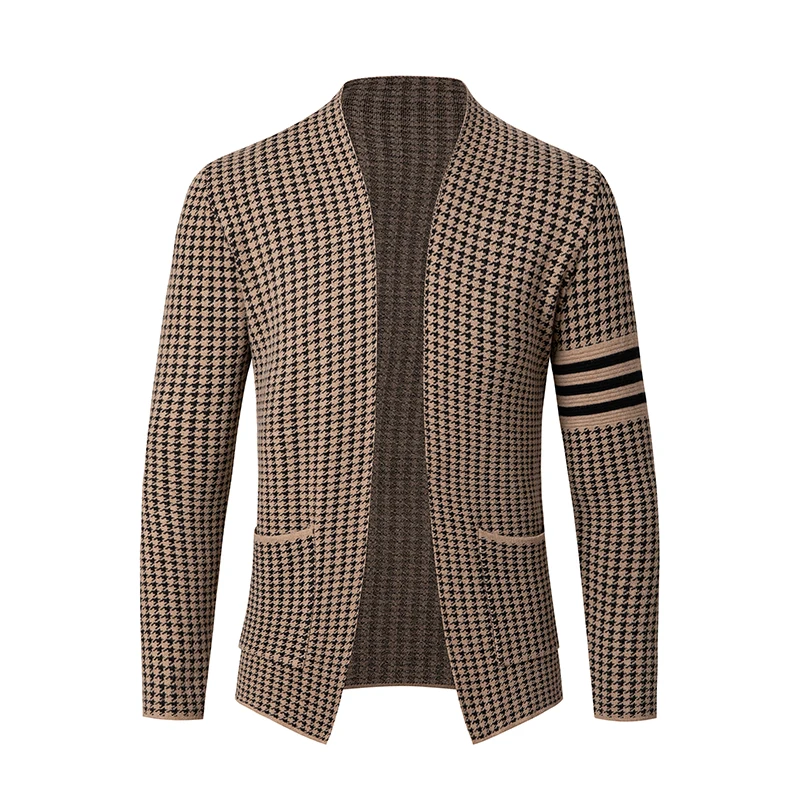 Autumn and Spring Men's Solid Color Cardigan Sweater with Soft and Warm Knit Fabric Thousand bird pattern mens sweater
Autumn and Spring Men's Solid Color Cardigan Sweater with Soft and Warm Knit Fabric Thousand bird pattern mens sweater