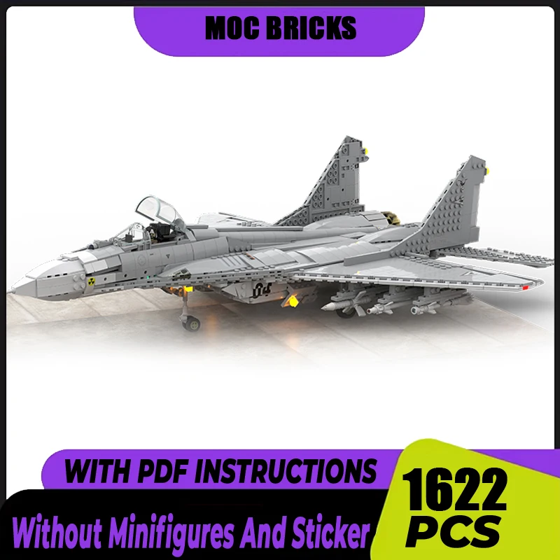 

Moc Building Bricks Military MIG-29 Fighter Plane Model Technology Modular Aircraft Blocks DIY Set Assembly Christmas Gift