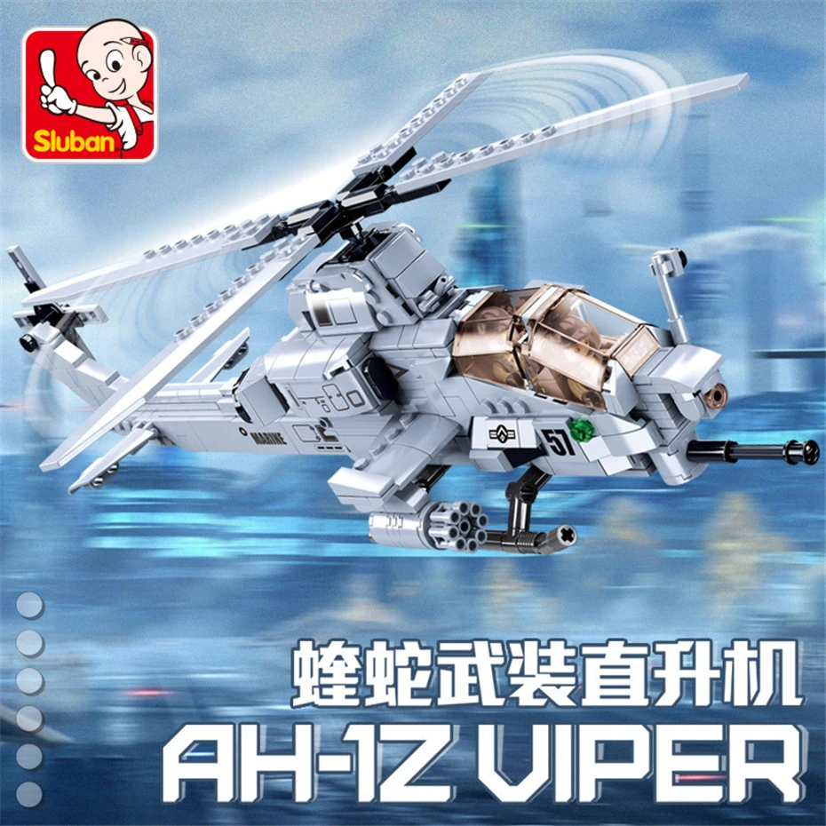 Sluban 0838 AH-1Z VIPER Armed Helicopter Building Blocks MOC Bricks Aircraft Model Kits Educational Toys Xmas Birthday Gifts
Sluban 0838 AH-1Z VIPER Armed Helicopter Building Blocks MOC Bricks Aircraft Model Kits Educational Toys Xmas Birthday Gifts