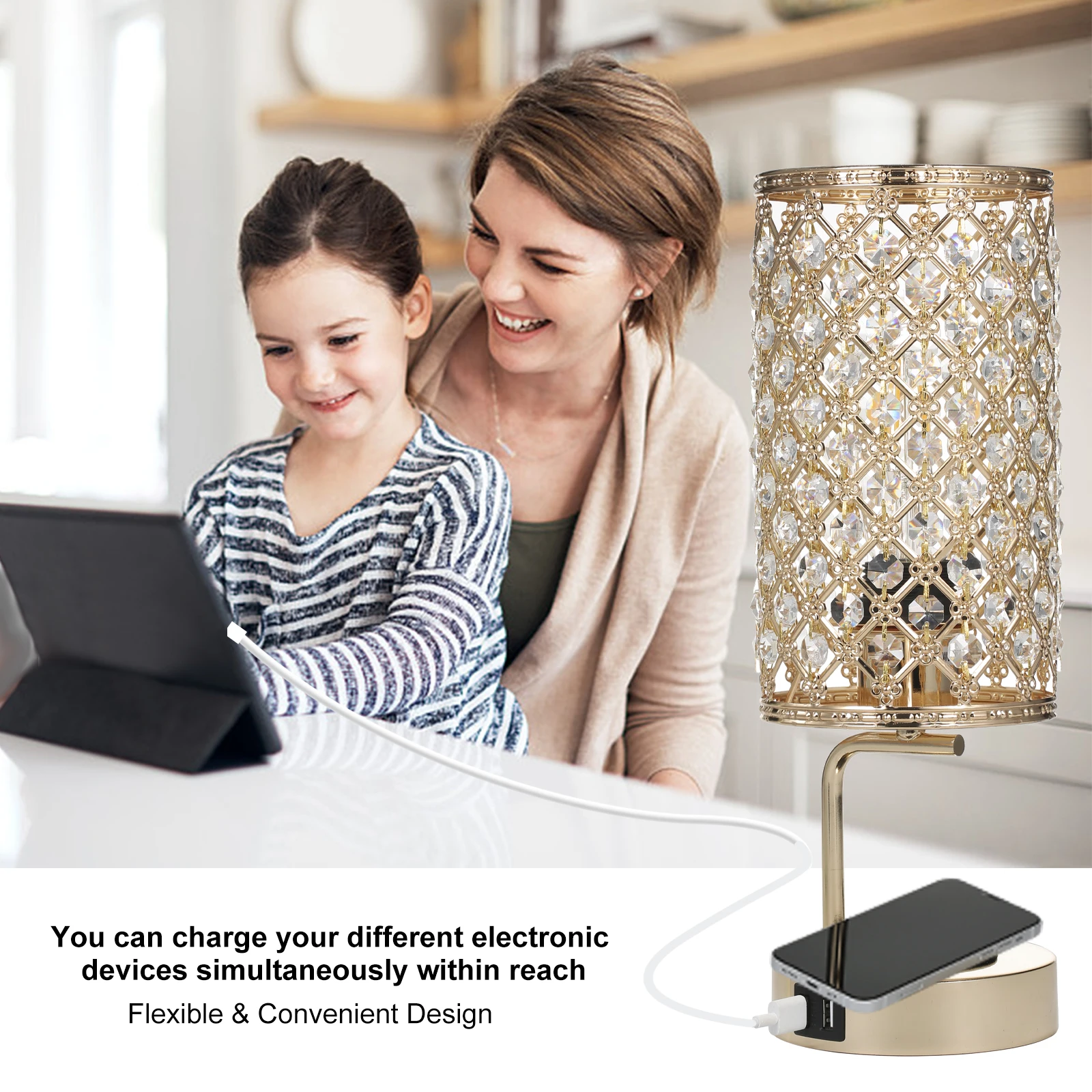 Tomshine Crystal Bedside Table Lamp Decorative Desk Light with Dual USB Charge Ports Modern Nightstand Lamp for Bedroom Living
Tomshine Crystal Bedside Table Lamp Decorative Desk Light with Dual USB Charge Ports Modern Nightstand Lamp for Bedroom Living