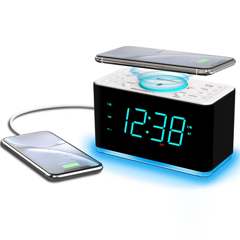 15W Wireless Ultra Fast Charging Alarm Radio with Bluetooth Speaker, USB Charger, Night Light and 1.4” Cyan LED Display ER100
15W Wireless Ultra Fast Charging Alarm Radio with Bluetooth Speaker, USB Charger, Night Light and 1.4” Cyan LED Display ER100