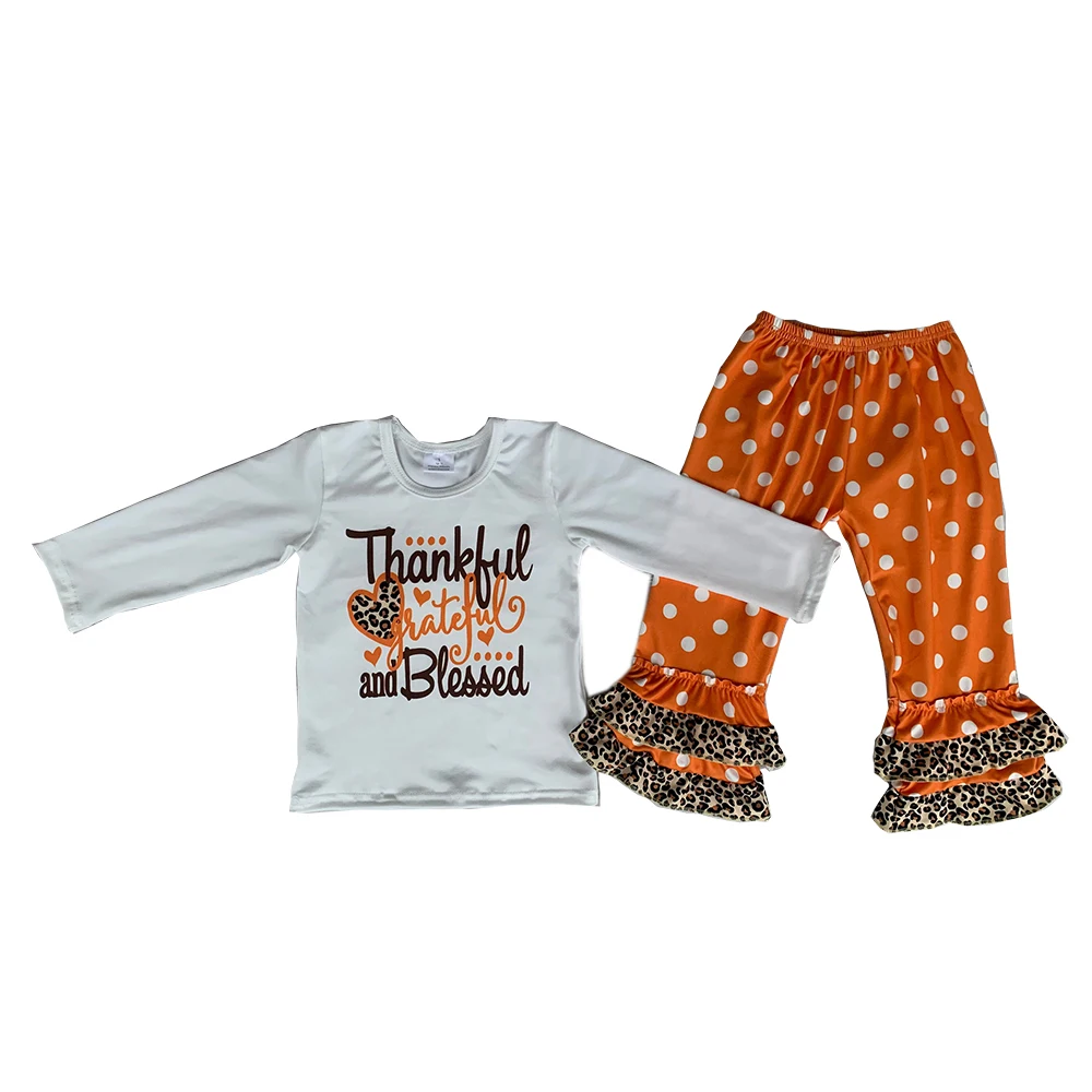 

New Baby Girl Pumpkin Sunflower Clothes Toddler Orange Polka Dots Bell Pants Infant Fall Outfit Children Kid Thanksgiving Set