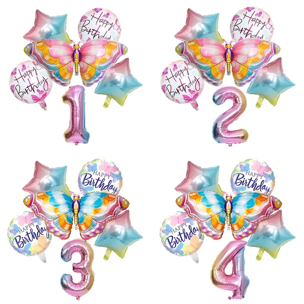 6Pcs Colorfully Butterfly Helium Foil Balloons Set 32inch Gradient Color Number Balloon for Fly Birthday Party Decorations
6Pcs Colorfully Butterfly Helium Foil Balloons Set 32inch Gradient Color Number Balloon for Fly Birthday Party Decorations