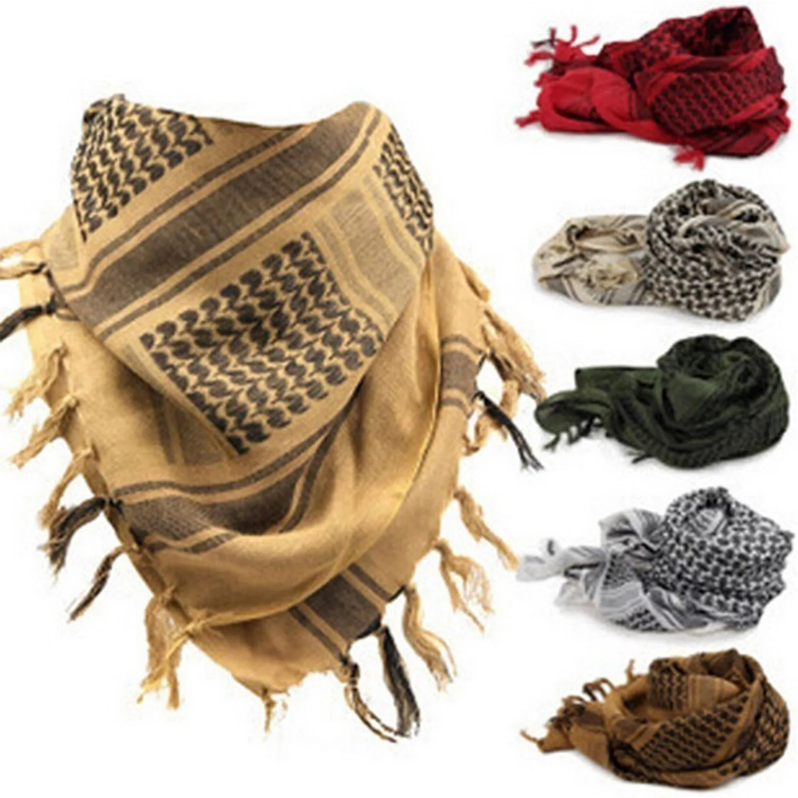 

1 Pack Muslim Tactical Desert Arabian gauze kerchief Men's Women's Sunscreen Military Windproof Hiking Scarf