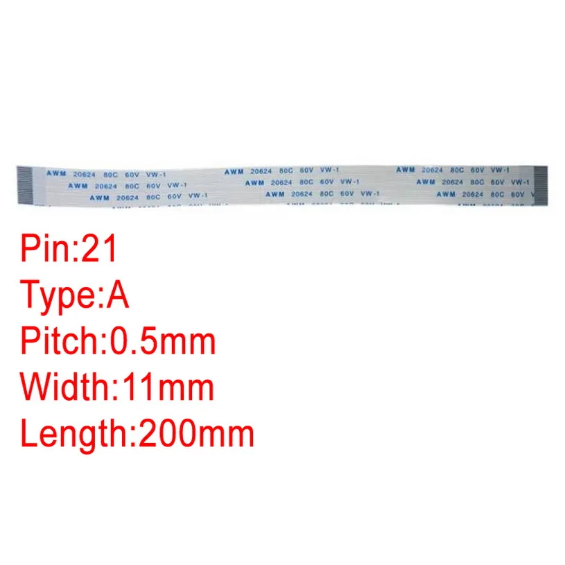 

22Pin 0,5 мм Шаг FFC FPC AWM 20624 80C 60V VW-1 A B Тип плоский гибкий кабель 60/100/150/200/250/300/400 мм