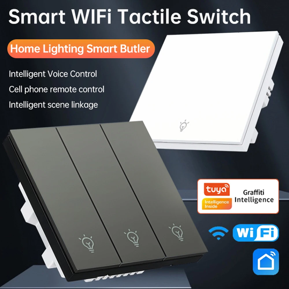 100-240V Smart Light Switch 1/2/3 gang switches work with Wifi BT Remote /timing /voice control
100-240V Smart Light Switch 1/2/3 gang switches work with Wifi BT Remote /timing /voice control