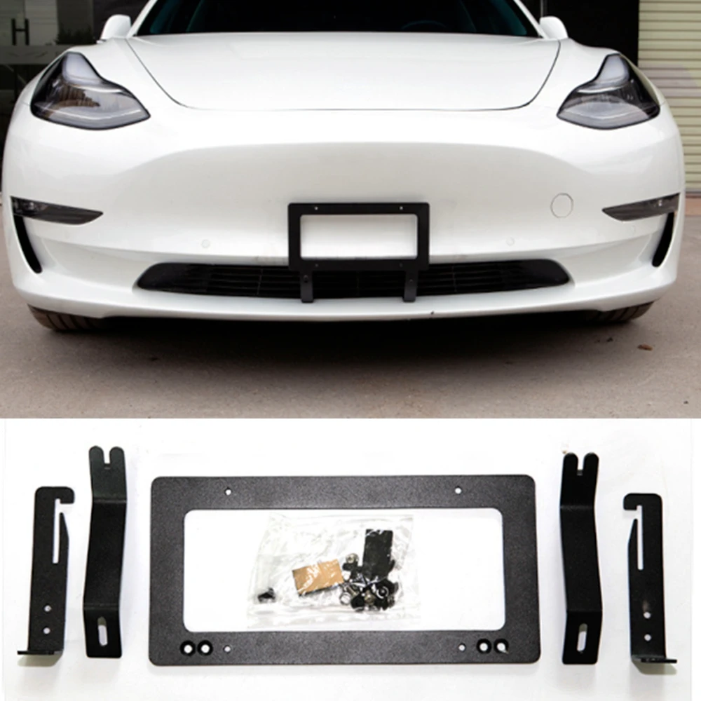 

Zinc Alloy Black Tesla License Plate Tag Cover Holder Mounting Frame + Screw Cap for Tesla Model 3 Model Y