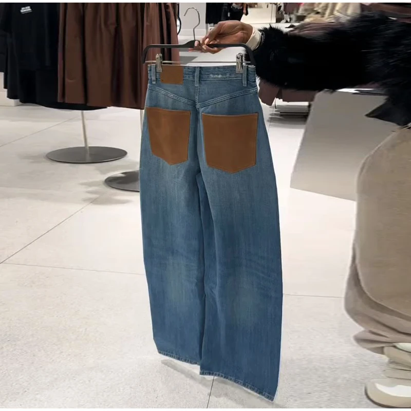 بنطلون نسائي واسع الساق من الجلد الصناعي مع جيوب، خصر مرتفع، تصميم فضفاض، مناسب للارتداء اليومي والتنقل، أزياء الشارع، ربيع 2026 بنطلون نسائي واسع الساق من الجلد الصناعي مع جيوب، خصر مرتفع، تصميم فضفاض، مناسب للارتداء اليومي والتنقل، أزياء الشارع، ربيع 2026
