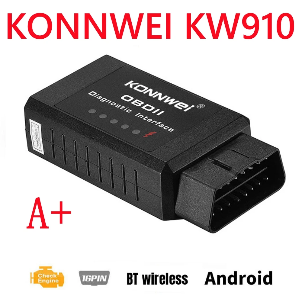 

A+KONNWEI KW910 ELM327 BT Wireless Bluetooth OBD2 V1.5 Android Car Scanner Automotive OBDII Scaner ELM 327 Auto Diagnostic Tool