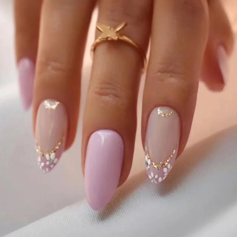 24pcs Purple French Almond False Nails White Flowers Design Fake Nails Art Full Coverage Waterproof Detachable Press on Nail
24pcs Purple French Almond False Nails White Flowers Design Fake Nails Art Full Coverage Waterproof Detachable Press on Nail