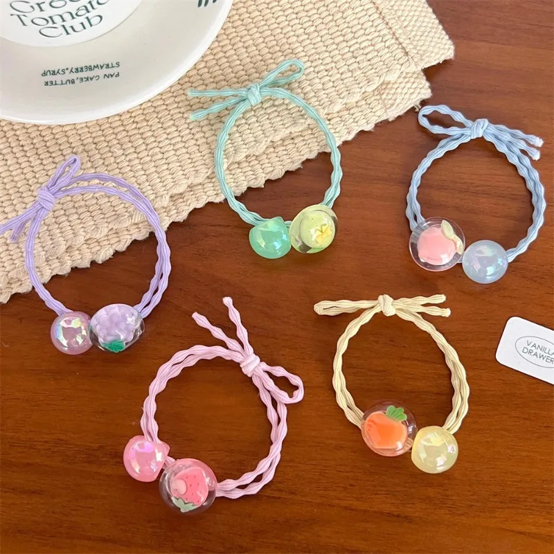 

Cute Summer Fruit Elastic Hair Band for Women Headdress Knotted Ponytail Holder Girls Hair Ties Rings Ornament Haargummi