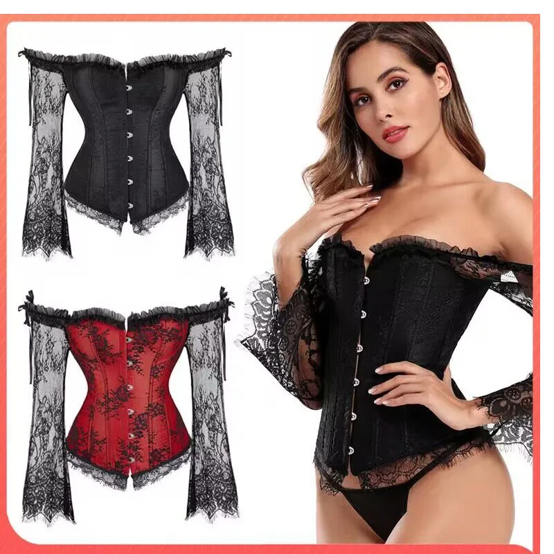 Long Mesh Sleeve Court Corset Sexty One Word Led Black Lace Court Corset Hot Sale On Amazon Back Lace-up Court Corset For Women
Long Mesh Sleeve Court Corset Sexty One Word Led Black Lace Court Corset Hot Sale On Amazon Back Lace-up Court Corset For Women