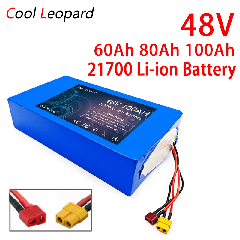 

48V E-bike 60Ah/80Ah/100Ah 21700 Lithium Battery Pack 1200W High Power 54.6V Tricycle Electric Bike Scooter Battery 30A BMS