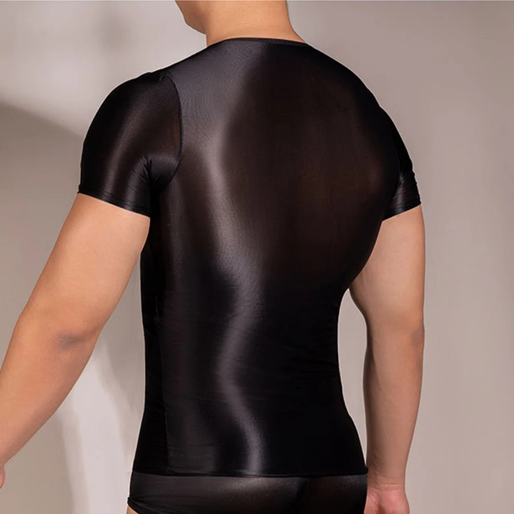 Men Tshirts Shiny Short Sleeve Transparent T-Shirt Wet Seductive Nightwear Sexy Sheer See Through Clubwear Tops Sleepwear
Men Tshirts Shiny Short Sleeve Transparent T-Shirt Wet Seductive Nightwear Sexy Sheer See Through Clubwear Tops Sleepwear