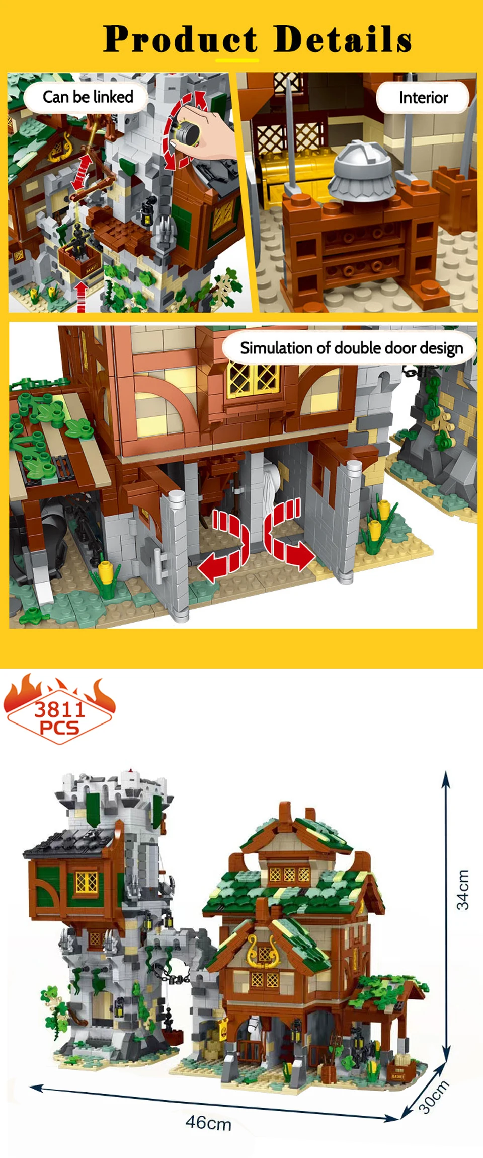 3811PCS Medieval Town Stable Guard Tower Building Blocks Architecture Modular Street Views House Model Creative Expert Toys MOC 3811PCS Medieval Town Stable Guard Tower Building Blocks Architecture Modular Street Views House Model Creative Expert Toys MOC