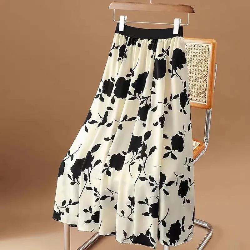 Retro Print Skirt Women Summer New High Waist Flower Chiffon Skirt Elastic Waist Loose Midi Skirts Female Elegant Pleated Skirt
Retro Print Skirt Women Summer New High Waist Flower Chiffon Skirt Elastic Waist Loose Midi Skirts Female Elegant Pleated Skirt
