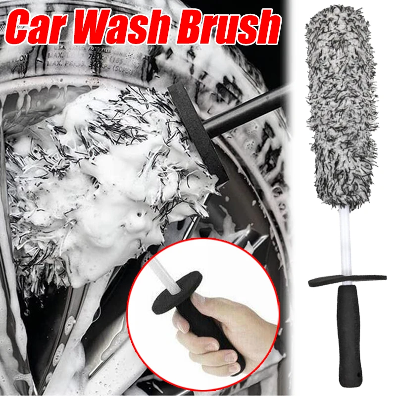 

Car Wash Super Brush Microfiber Car Tyre Wheels Brush Gloves Non-Slip Handle Wheel Rim Spokes Cleaning Brush Car Detailing Tools