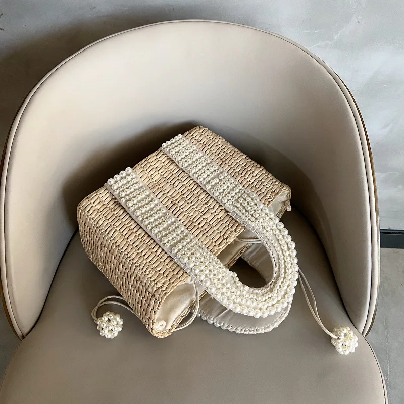 Pearl Beaded Wicker Tote - Luxury Beach Basket 8 Se4f8182c6af141abae13cadacf771fc1Q