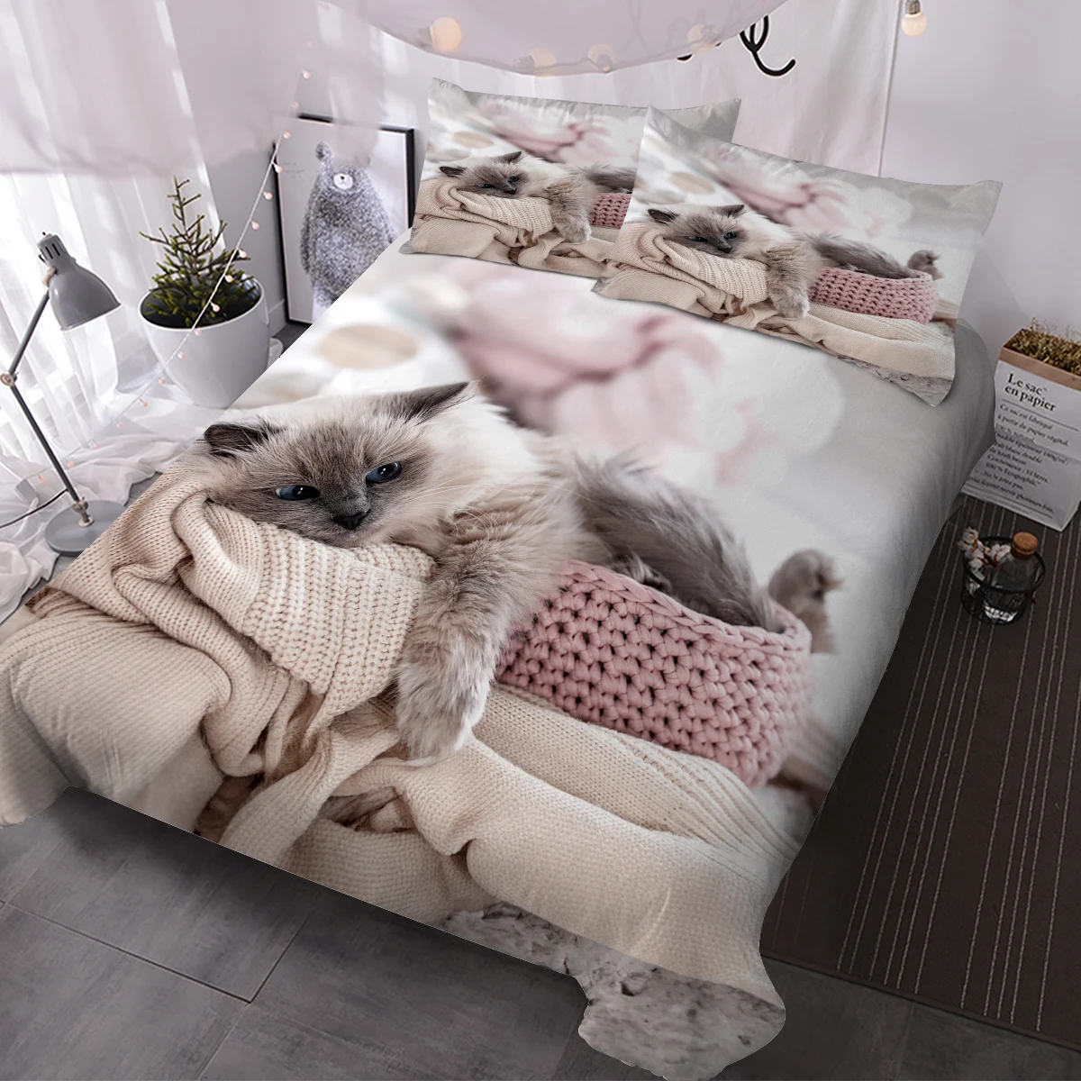 BlessLiving 3D Cute Cat Duvet Cover King Queen Size Kawaii Animals Bedding Set for Kid Polyester Comforter Cover with Pillowcase
BlessLiving 3D Cute Cat Duvet Cover King Queen Size Kawaii Animals Bedding Set for Kid Polyester Comforter Cover with Pillowcase