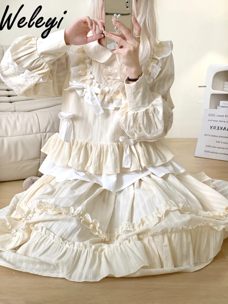 Sweet Lolita Skirt Suit 2024 Summer New Cute and Fashion Cotton Linen Rose Lace Stitching Bow Top Elastic Waist Beige Skirts Set
Sweet Lolita Skirt Suit 2024 Summer New Cute and Fashion Cotton Linen Rose Lace Stitching Bow Top Elastic Waist Beige Skirts Set