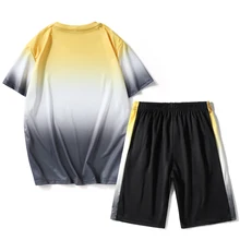 

2022New Short Casual Sports Suit Men's Summer Short SleeveTT-shirt Shorts Men's Gradient Suit