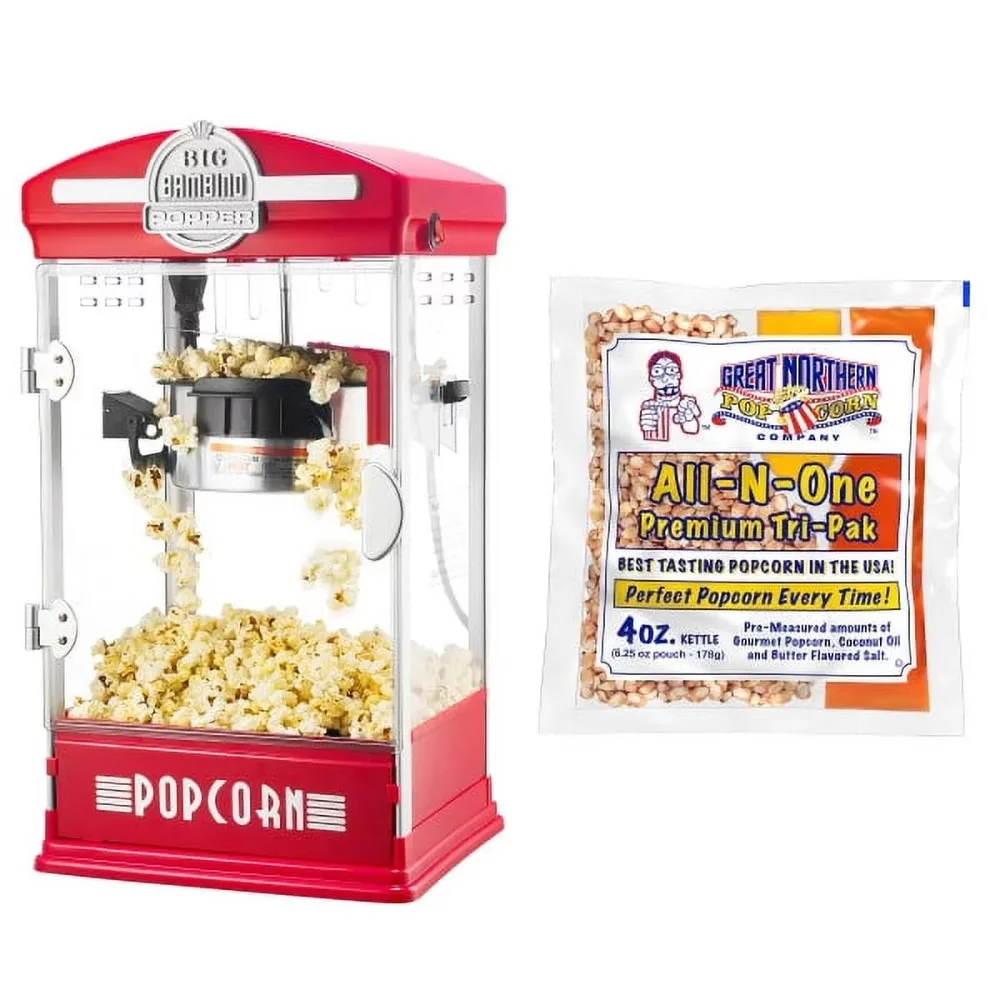 Popcorn Machine – 4 Oz Kettle with 12 Pack of All-In-One Popcorn Kernel Packets, Scoop, and Bags (Red)
Popcorn Machine – 4 Oz Kettle with 12 Pack of All-In-One Popcorn Kernel Packets, Scoop, and Bags (Red)