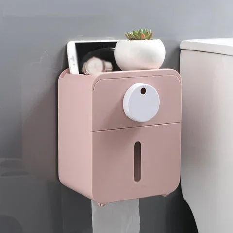 

PP Paper Towel Holder Wall Mounted Waterproof Toilet Roll Holder Wc Roll Paper Stand Case Storage Box Bathroom Accessories