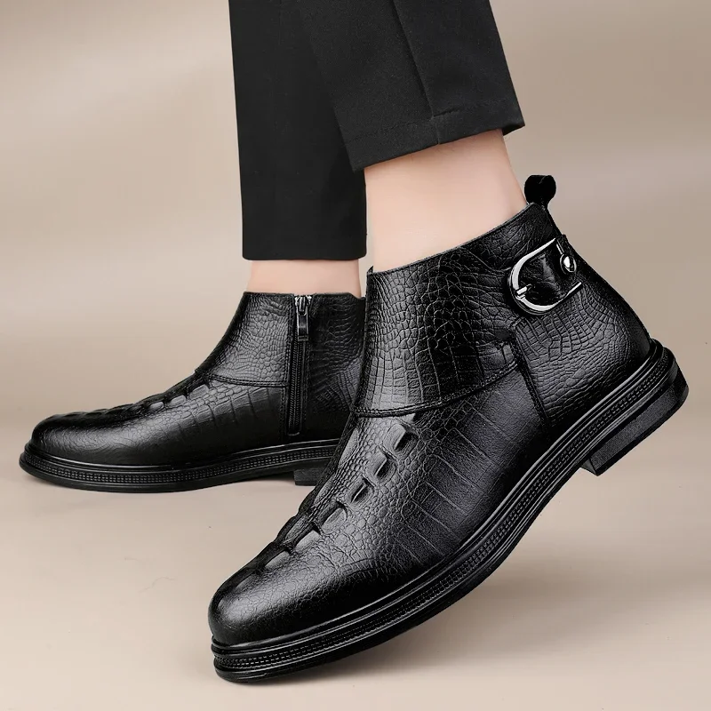Men's Breathable Business Casual Mens Boots New Black High-top Boots Autumn Winter Warm Plush Classic Ankle Boots
Men's Breathable Business Casual Mens Boots New Black High-top Boots Autumn Winter Warm Plush Classic Ankle Boots