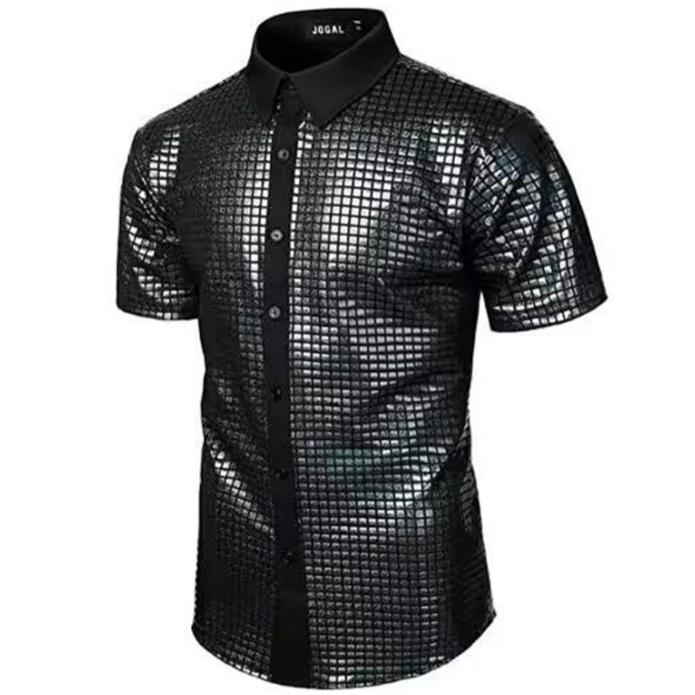 Daily Holiday Blouse 70s Disco Costume Summer Winter Autumn Button Up Lapel Male Sequined Shiny Short Sleeve Spring
Daily Holiday Blouse 70s Disco Costume Summer Winter Autumn Button Up Lapel Male Sequined Shiny Short Sleeve Spring