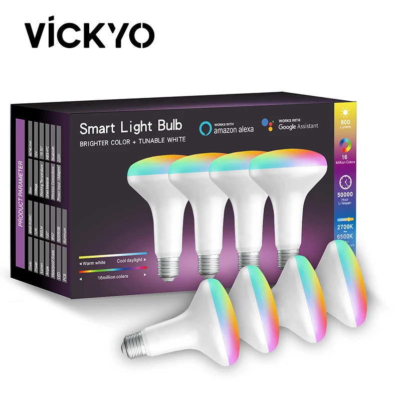 VICKYO Tuya WiFi Smart Light Bulb E27 LED RGB Lamp Work Alexa Google Home 85-265V RGB White Dimmable Timer Function Color Bulb
VICKYO Tuya WiFi Smart Light Bulb E27 LED RGB Lamp Work Alexa Google Home 85-265V RGB White Dimmable Timer Function Color Bulb