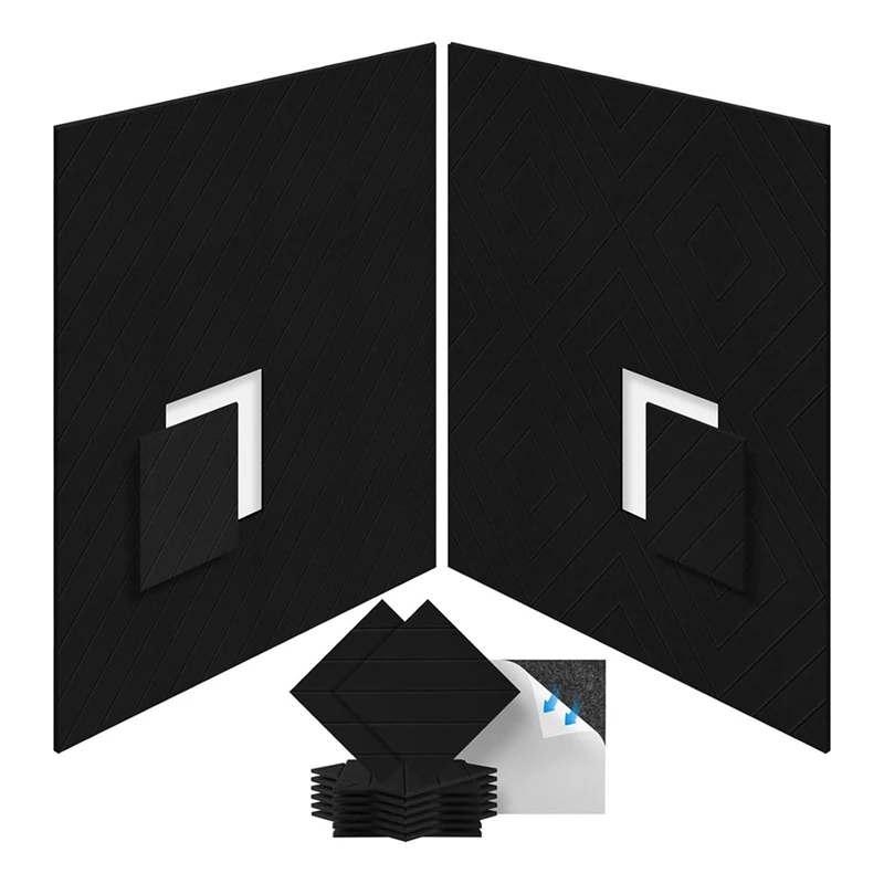

12 упаковок звуконепроницаемых пенопластовых панелей 12x12x дюймов, самоклеящиеся акустические пенопластовые панели для акустической обработки