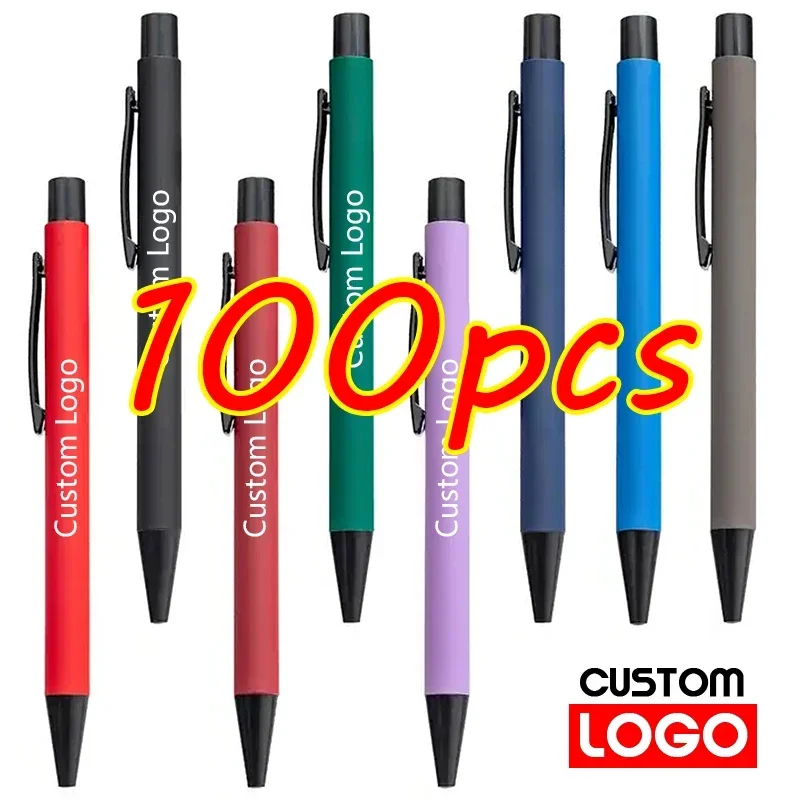 

100pcs Advertising Gel Pen Custom LOGO Student Gift Pen Business Metal Ballpoint Pen Wholesale Office Stationery Lettering Name