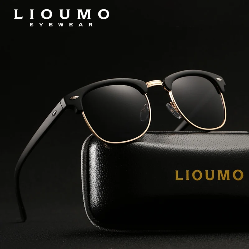 

LIOUMO Trendy Rivet Frame Cat Eye Sunglasses For Men Polarized Mirror Lens Glasses Women Anti-Glare Driving Goggles zonnebrillen