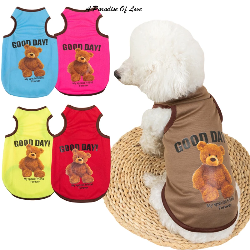 

Pet Vest For Small Dogs Clothes Spring Summer Puppy Cat Sleeveless Bear Printed T-shirt Chihuahua Teddy Costumes Pets Supplies