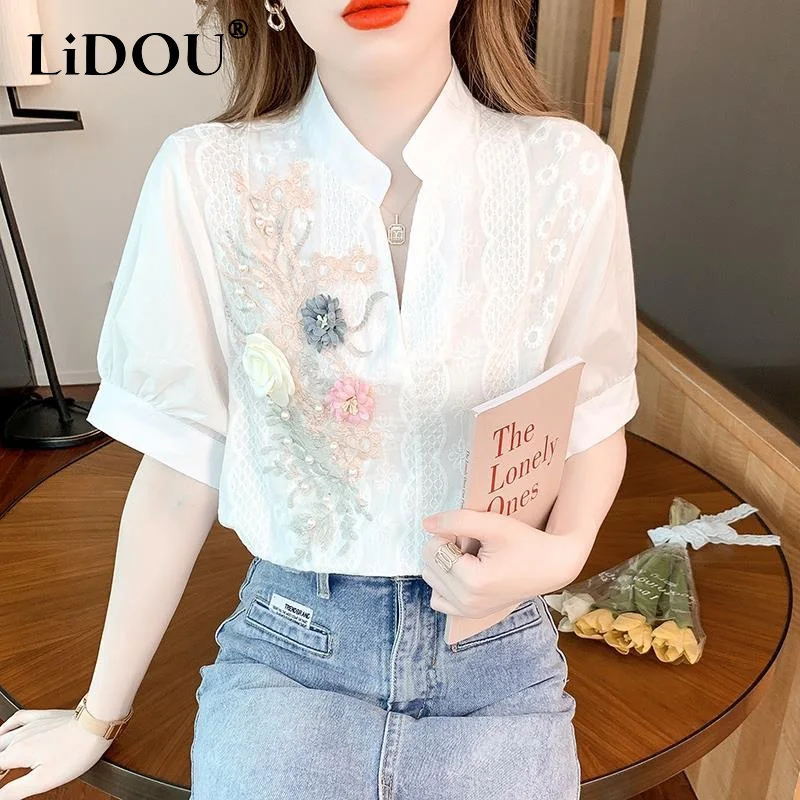 Summer Solid Color Jacquard Weave T-Shirts Women Stereoscopic Floral Round Neck Short Sleeve Pullovers French Style Split Tees
Summer Solid Color Jacquard Weave T-Shirts Women Stereoscopic Floral Round Neck Short Sleeve Pullovers French Style Split Tees