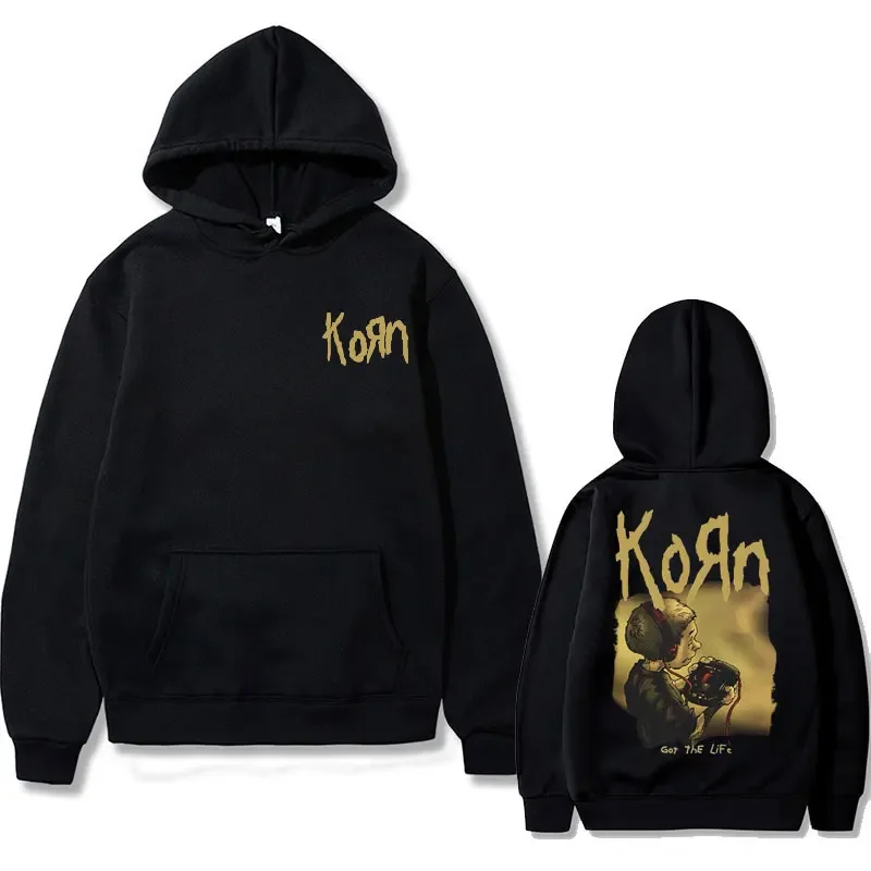 

Толстовка с капюшоном 90s Винтаж Рок-Группа Korn Got The Life, уличная одежда, мужская повседневная толстовка унисекс, толстовки большого размера, мужской свободный пуловер