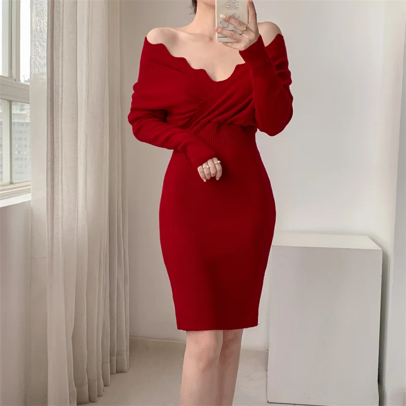 Temperament Knitted Dress Girl Slim Waist Back Skirt Autumn Winter Long Sleeve Skirt Hip Wrapping Sexy Women Y2k V-Neck Vestidos
Temperament Knitted Dress Girl Slim Waist Back Skirt Autumn Winter Long Sleeve Skirt Hip Wrapping Sexy Women Y2k V-Neck Vestidos