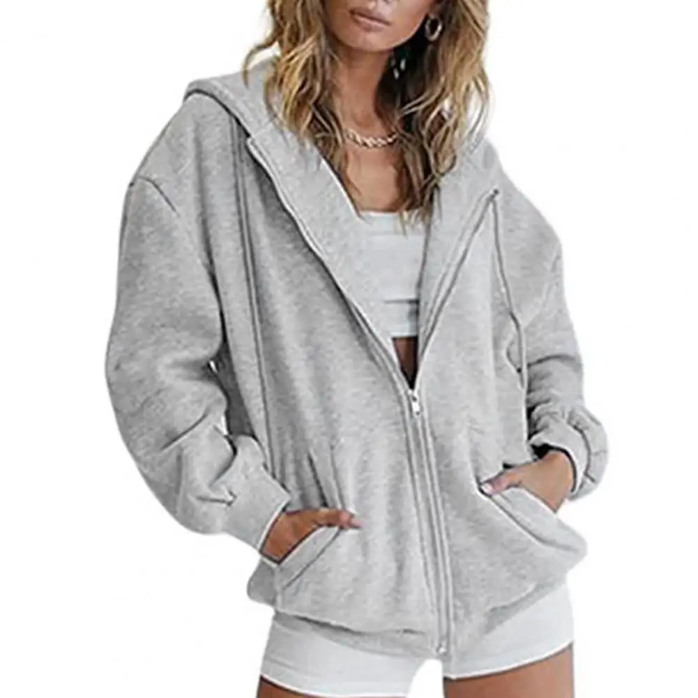 Fall Coat Women Hooded Long Sleeve Zip Up Loose Solid Color Mid Length Thick Pockets Soft Casual Cardigan Jacket Sweatshirt 2023
Fall Coat Women Hooded Long Sleeve Zip Up Loose Solid Color Mid Length Thick Pockets Soft Casual Cardigan Jacket Sweatshirt 2023
