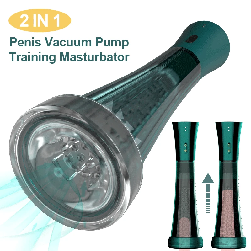 

2 IN 1 Electric Male Masturbator Penis Pump Vacuum Pump For Men Penile Enlargement Enhancer Erection Trainer Adult Tool Sex Shop