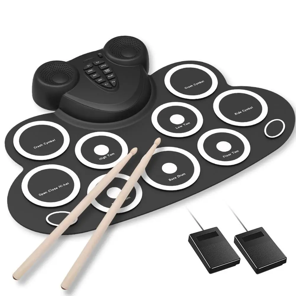 9 Pads Portable Roll Up Digital Electronic Drum Double Horn Rechargeable Percussion Board Children Desktop Drum DTX Games
9 Pads Portable Roll Up Digital Electronic Drum Double Horn Rechargeable Percussion Board Children Desktop Drum DTX Games