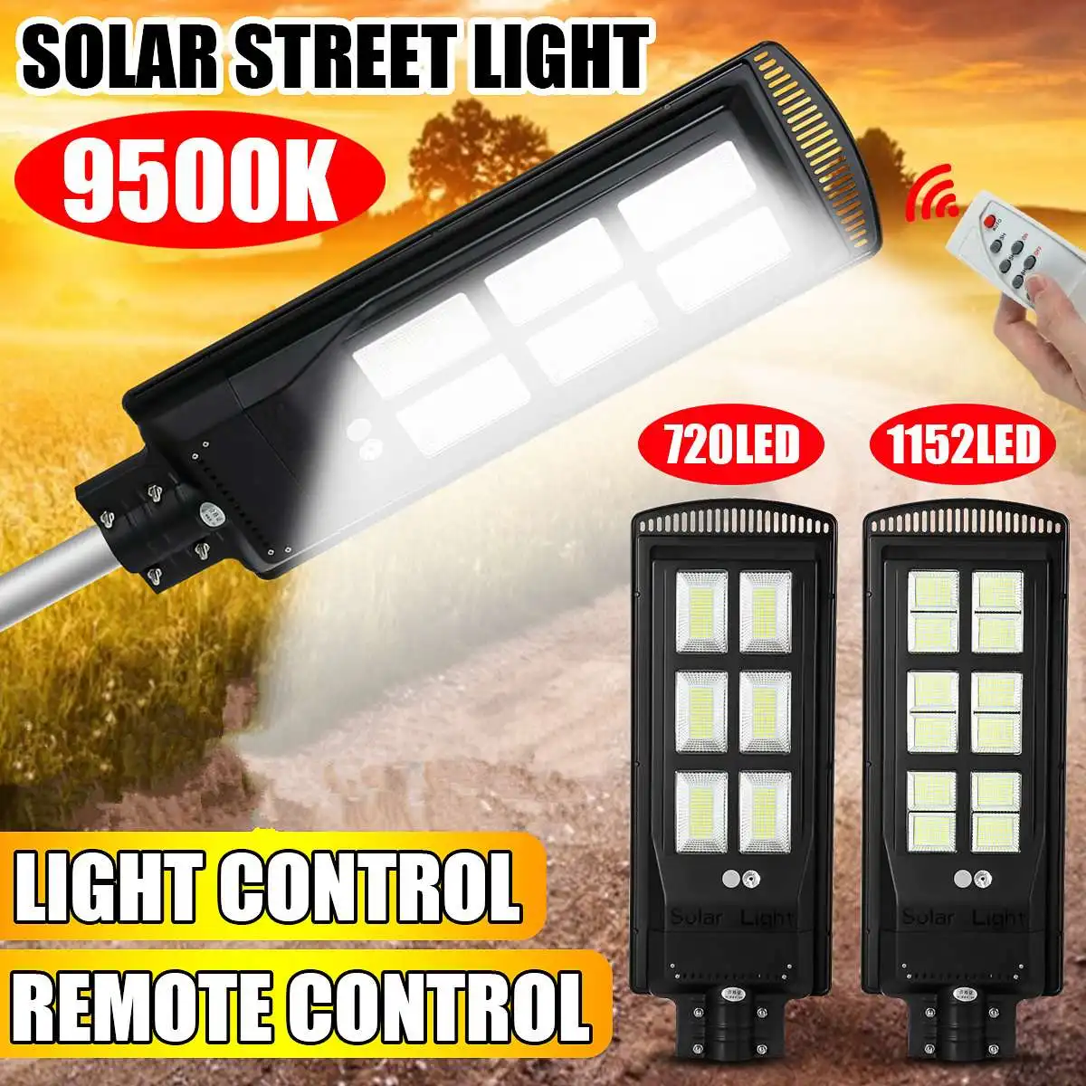 720led 1152led Solar Street Light Radar PIR Motion Sensor Lamp with Remote Controller for Outdoor Garden Patio Street Lighting
720led 1152led Solar Street Light Radar PIR Motion Sensor Lamp with Remote Controller for Outdoor Garden Patio Street Lighting