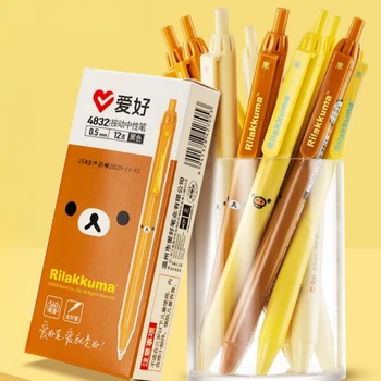 카와이 일본 애니메이션 리락쿠마 기계식 젤 잉크 펜, 모든 바늘 중립 펜, 귀여운 문구, 학교 필기 용품, 3 개/로트