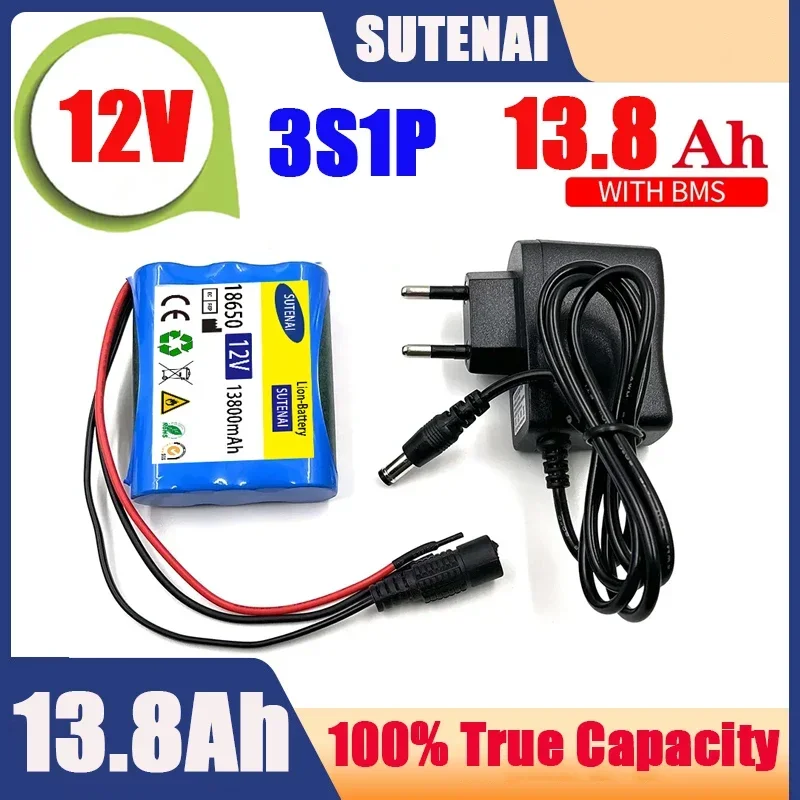 12V 13800mAh 18650 Lithium Rechargeable Battery pack 3S1P for Speaker flashlight CCTV Camera GPS Portable search light equipment
12V 13800mAh 18650 Lithium Rechargeable Battery pack 3S1P for Speaker flashlight CCTV Camera GPS Portable search light equipment